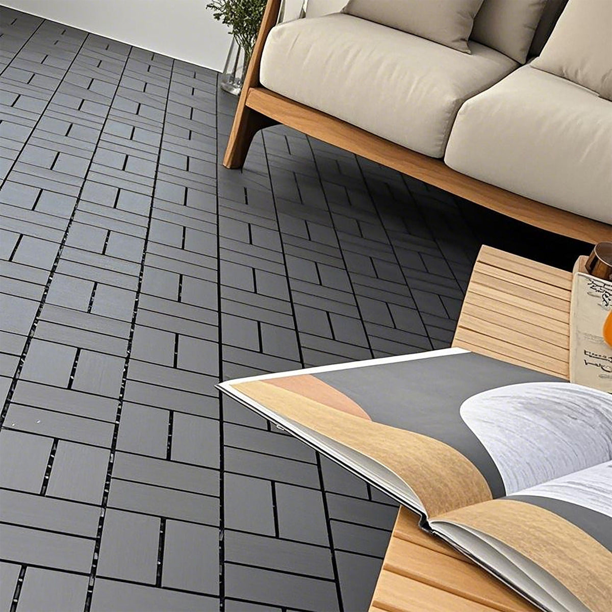Plastic Interlocking Deck Tiles Patio Deck Tiles Waterproof Outdoor Use