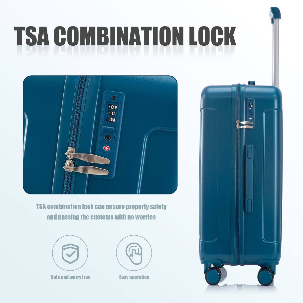 3-Piece ABS Spinner Wheel Luggage Set 20"/24"/28" Dark Blue