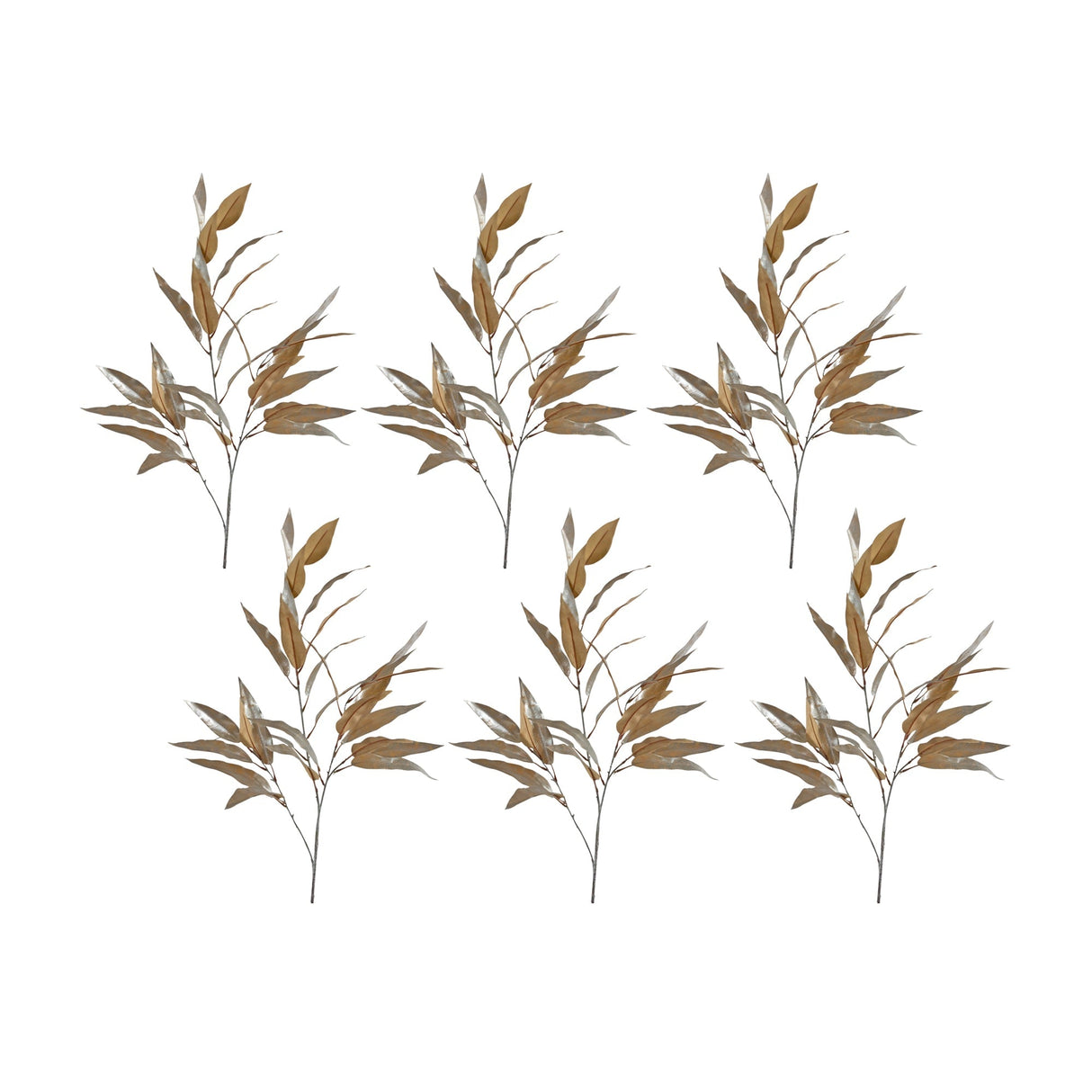 Gold-Long-Blade-Eucalyptus-Leaf-Spray-(Set-of-6)-Christmas-Decor