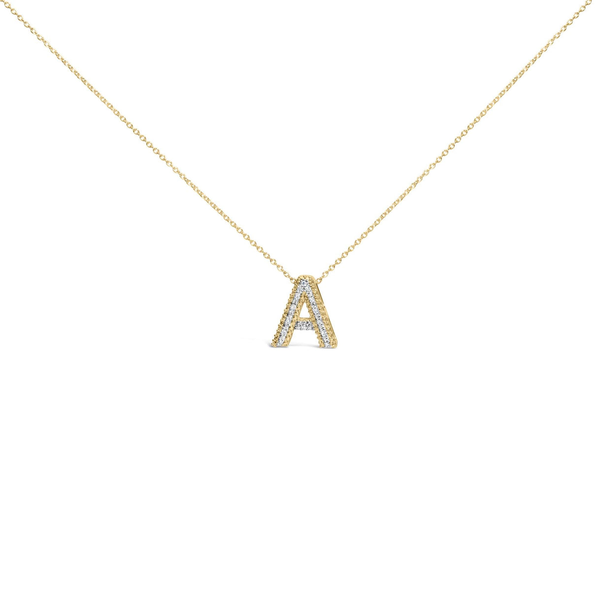 Yellow Gold Vermeil Diamond Accent "A-Z" Initial Bubble Pendant Necklace