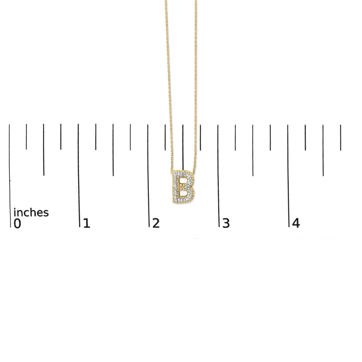 Yellow Gold Vermeil Diamond Accent "A-Z" Initial Bubble Pendant Necklace