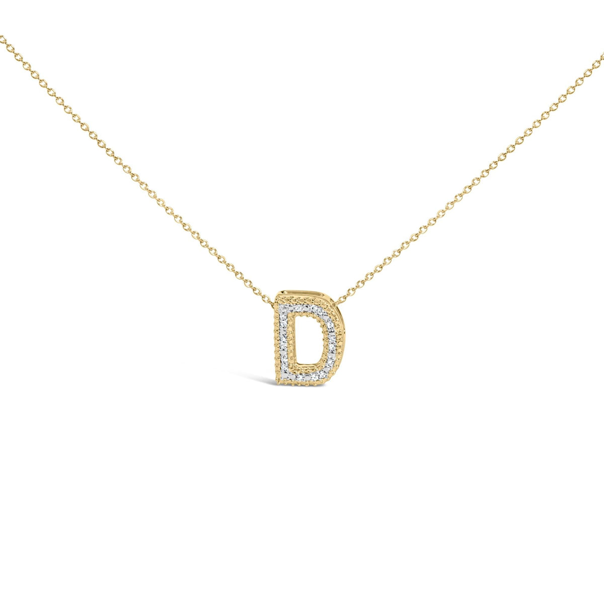 Yellow Gold Vermeil Diamond Accent "A-Z" Initial Bubble Pendant Necklace