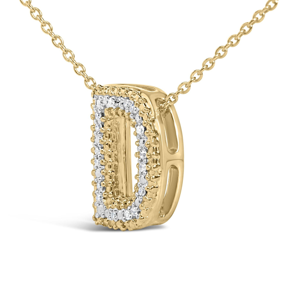 Yellow Gold Vermeil Diamond Accent "A-Z" Initial Bubble Pendant Necklace