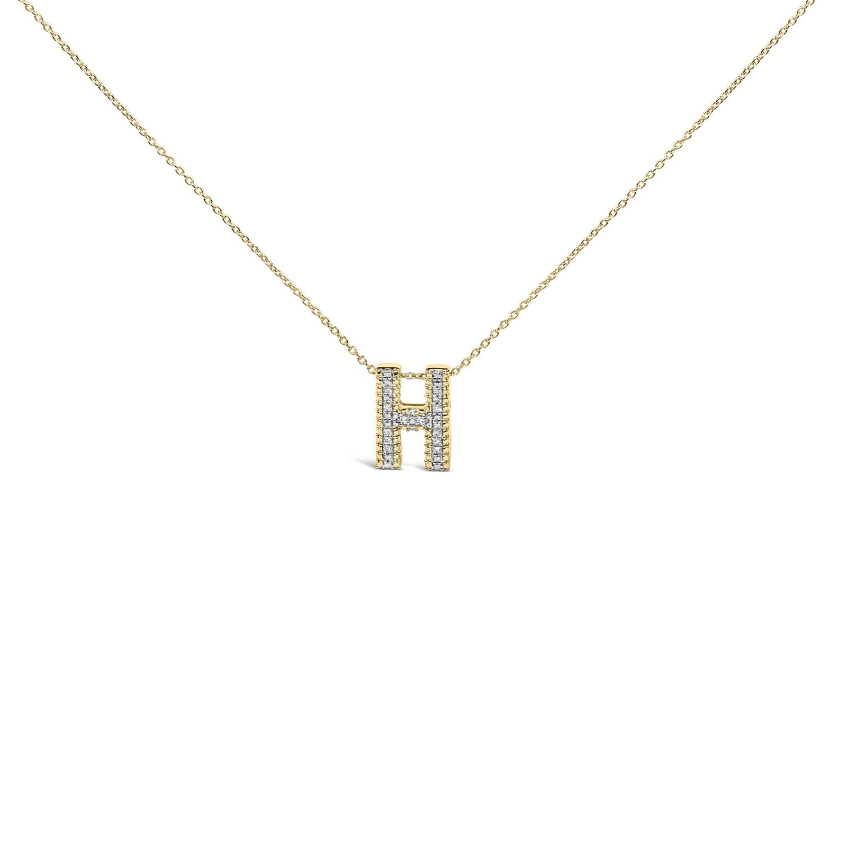 Yellow Gold Vermeil Diamond Accent "A-Z" Initial Bubble Pendant Necklace