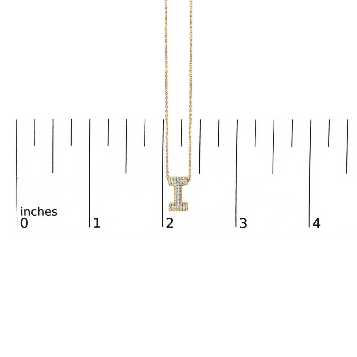 Yellow Gold Vermeil Diamond Accent "A-Z" Initial Bubble Pendant Necklace