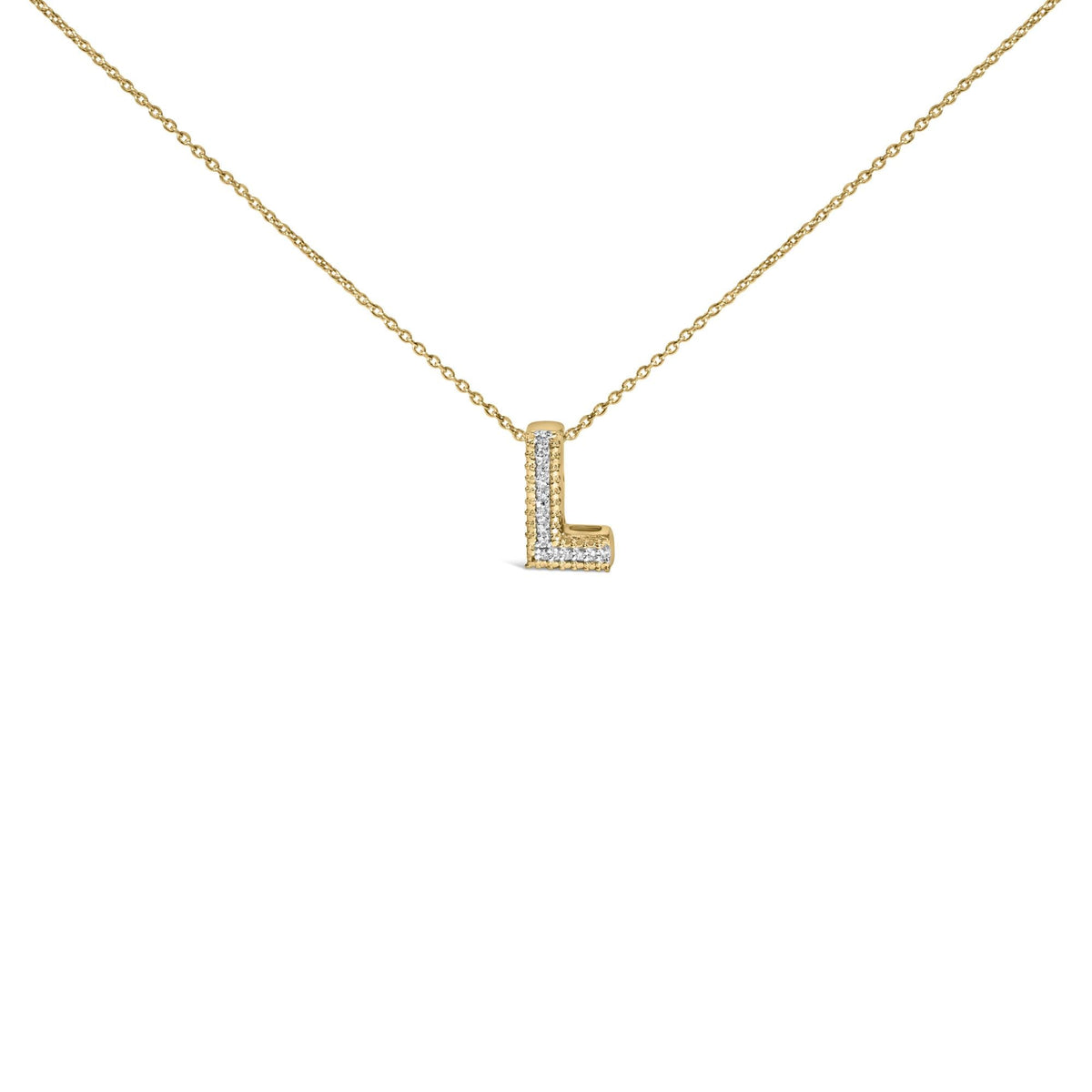 Yellow Gold Vermeil Diamond Accent "A-Z" Initial Bubble Pendant Necklace
