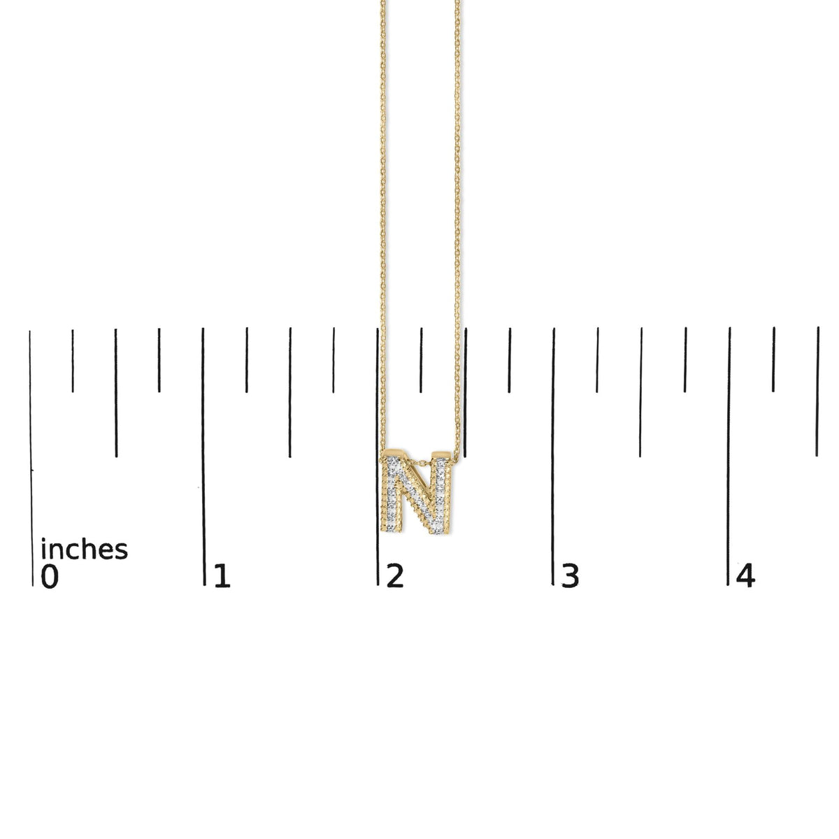 Yellow Gold Vermeil Diamond Accent "A-Z" Initial Bubble Pendant Necklace