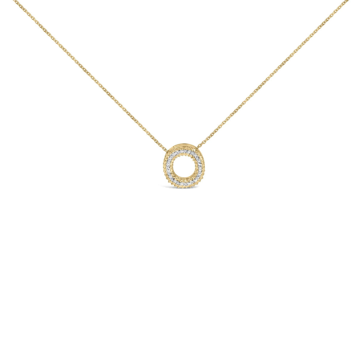 Yellow Gold Vermeil Diamond Accent "A-Z" Initial Bubble Pendant Necklace
