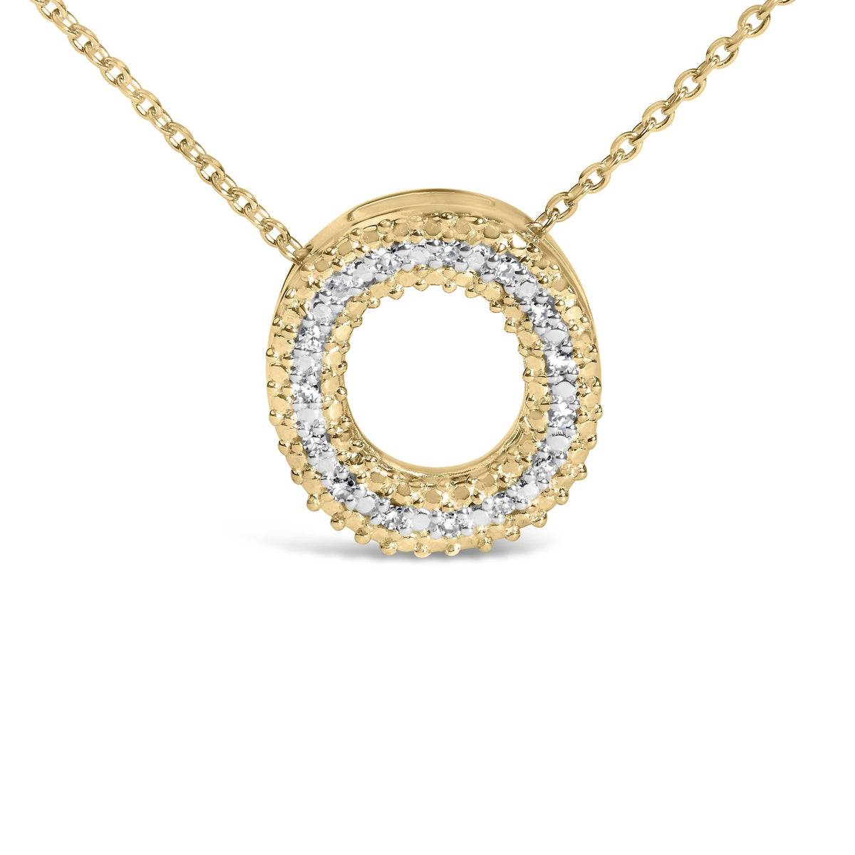 Yellow Gold Vermeil Diamond Accent "A-Z" Initial Bubble Pendant Necklace