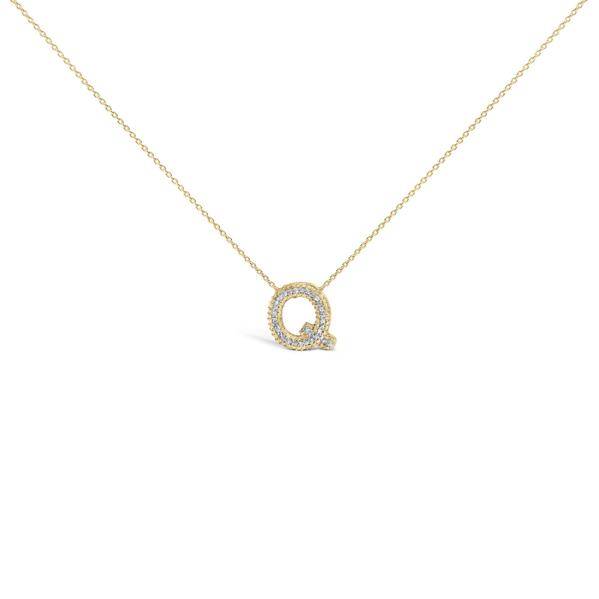 Yellow Gold Vermeil Diamond Accent "A-Z" Initial Bubble Pendant Necklace