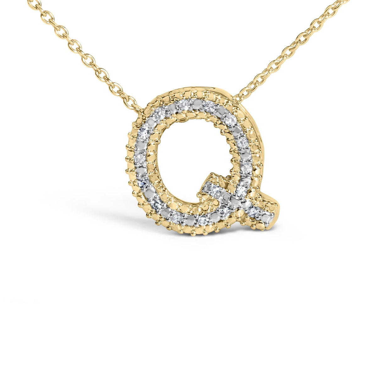 Yellow Gold Vermeil Diamond Accent "A-Z" Initial Bubble Pendant Necklace