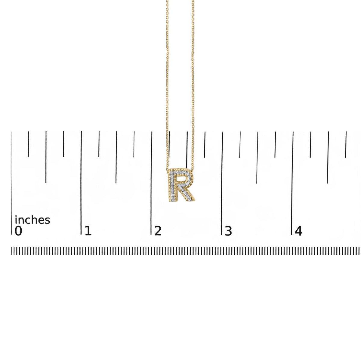 Yellow Gold Vermeil Diamond Accent "A-Z" Initial Bubble Pendant Necklace