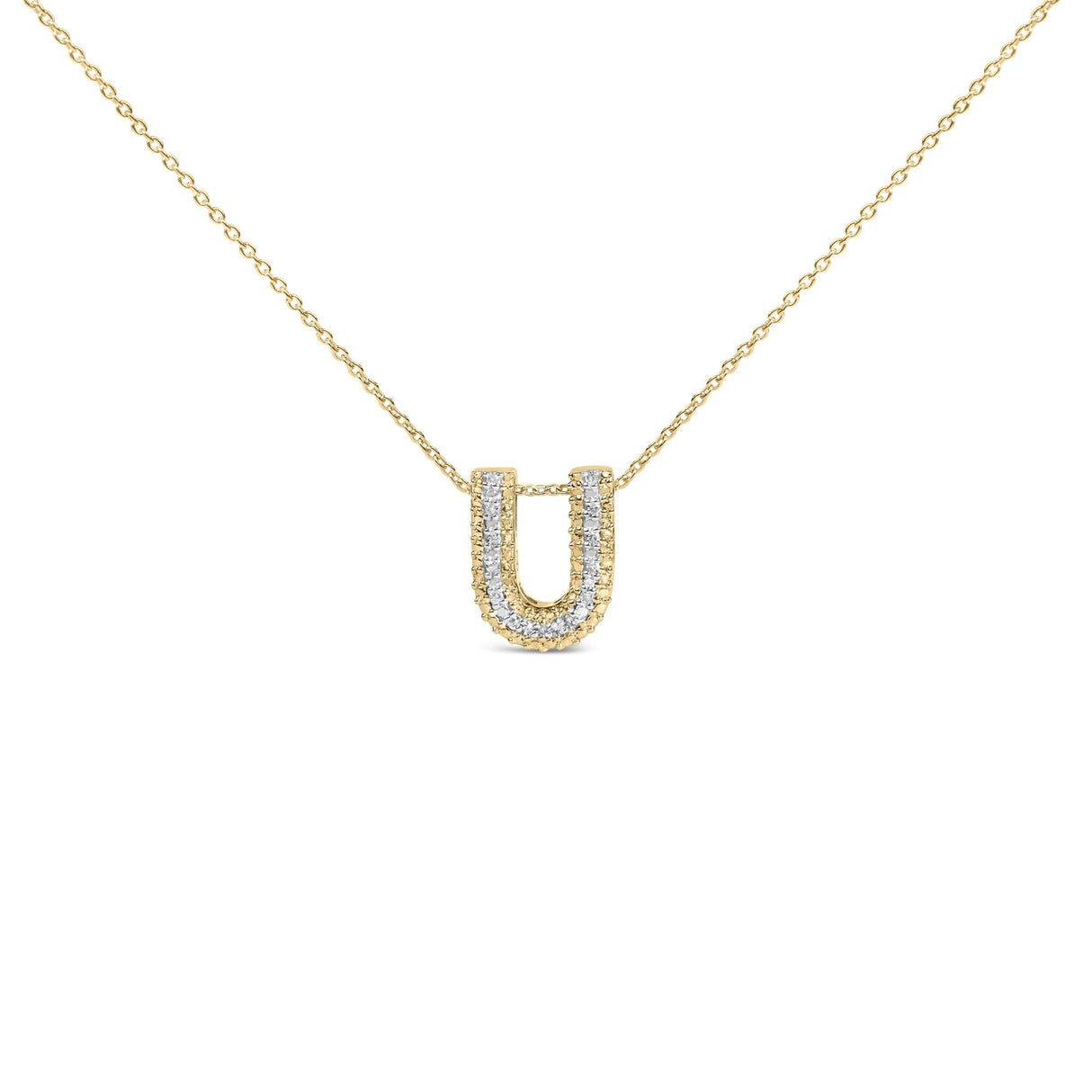 Yellow Gold Vermeil Diamond Accent "A-Z" Initial Bubble Pendant Necklace