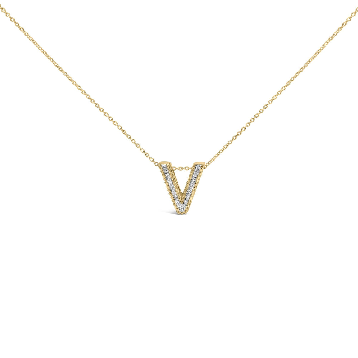 Yellow Gold Vermeil Diamond Accent "A-Z" Initial Bubble Pendant Necklace