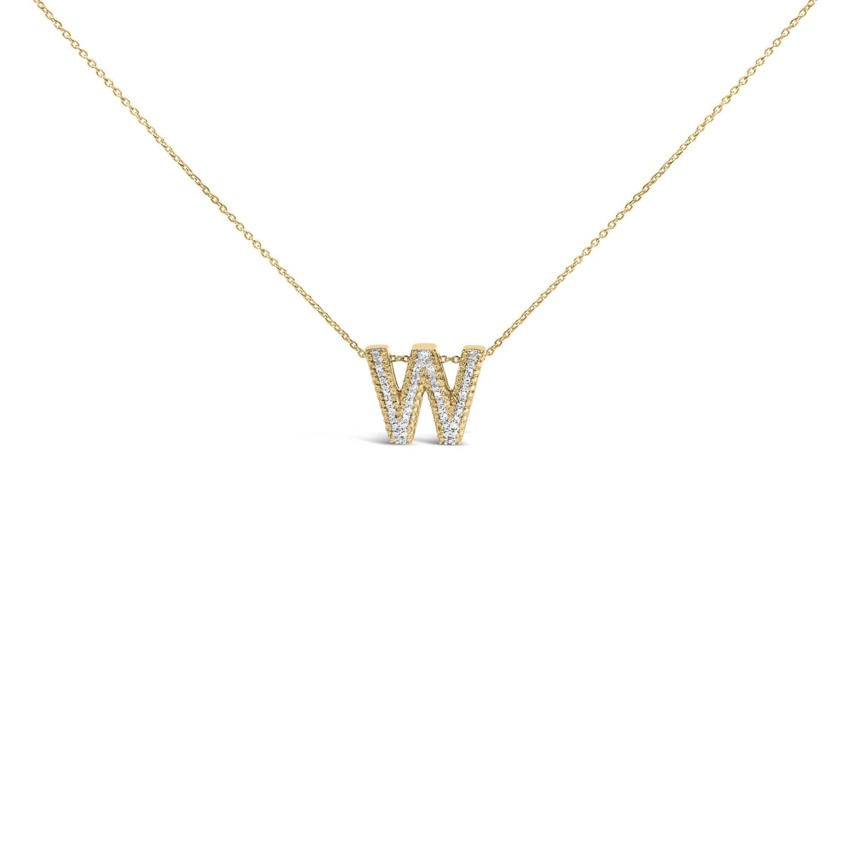 Yellow Gold Vermeil Diamond Accent "A-Z" Initial Bubble Pendant Necklace