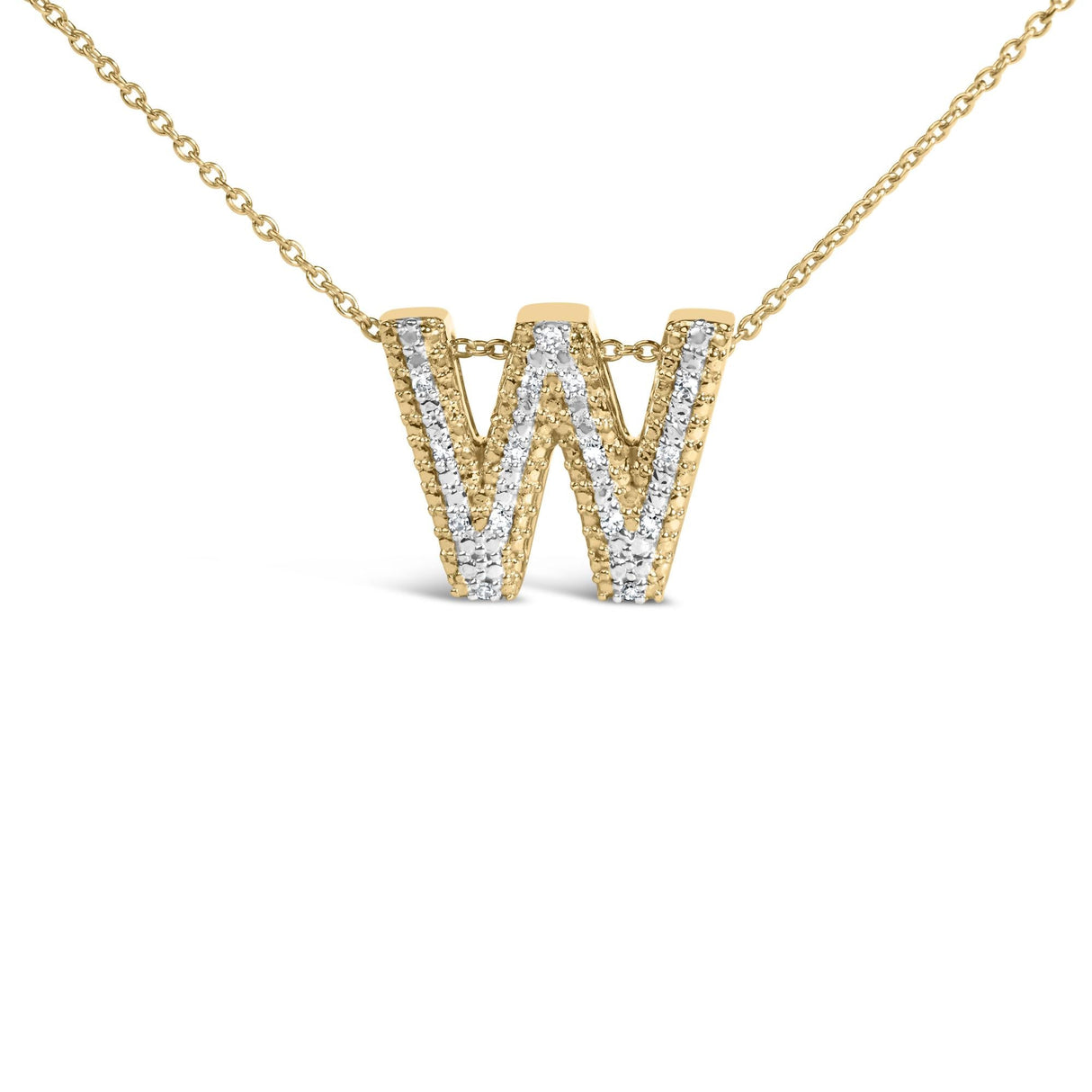 Yellow Gold Vermeil Diamond Accent "A-Z" Initial Bubble Pendant Necklace