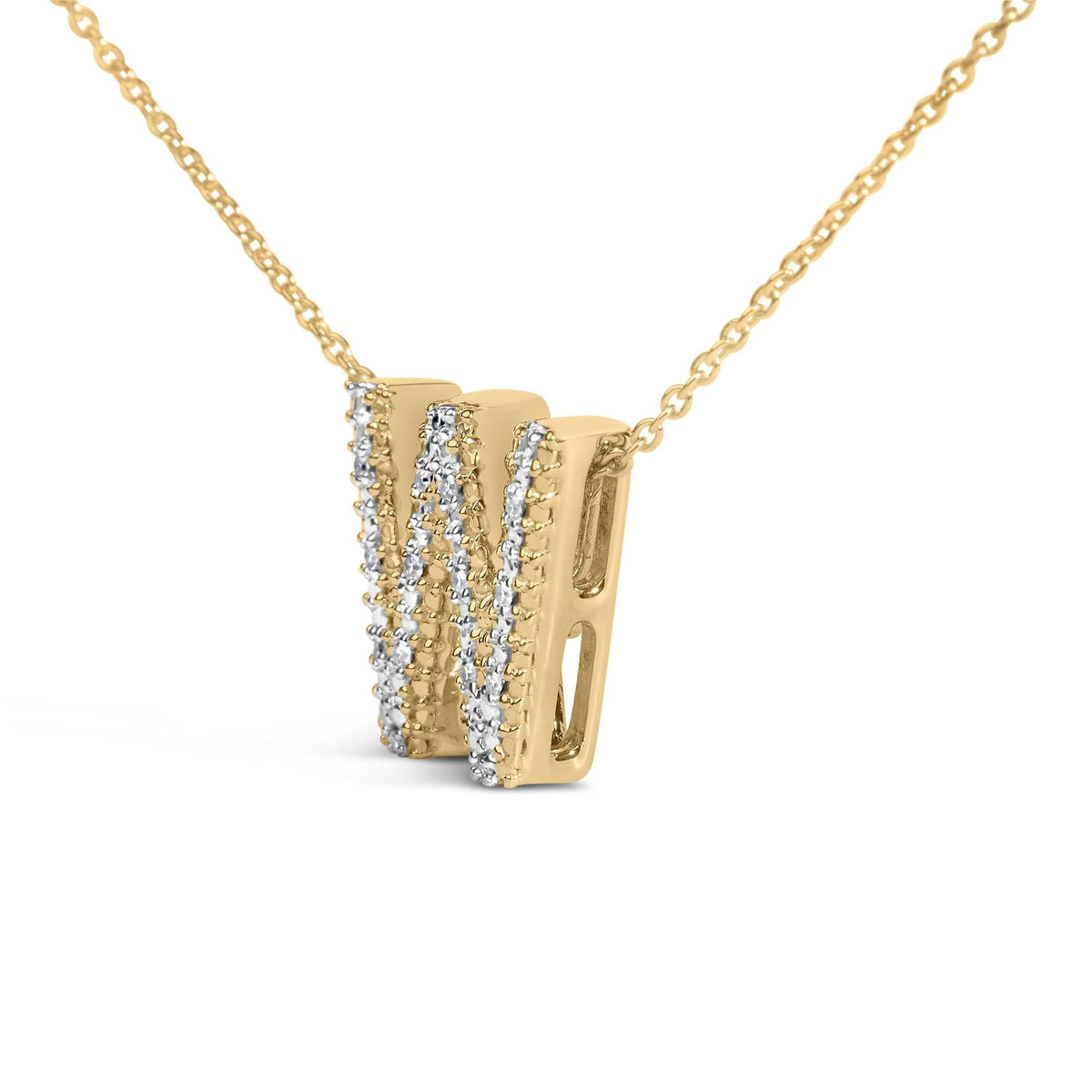 Yellow Gold Vermeil Diamond Accent "A-Z" Initial Bubble Pendant Necklace