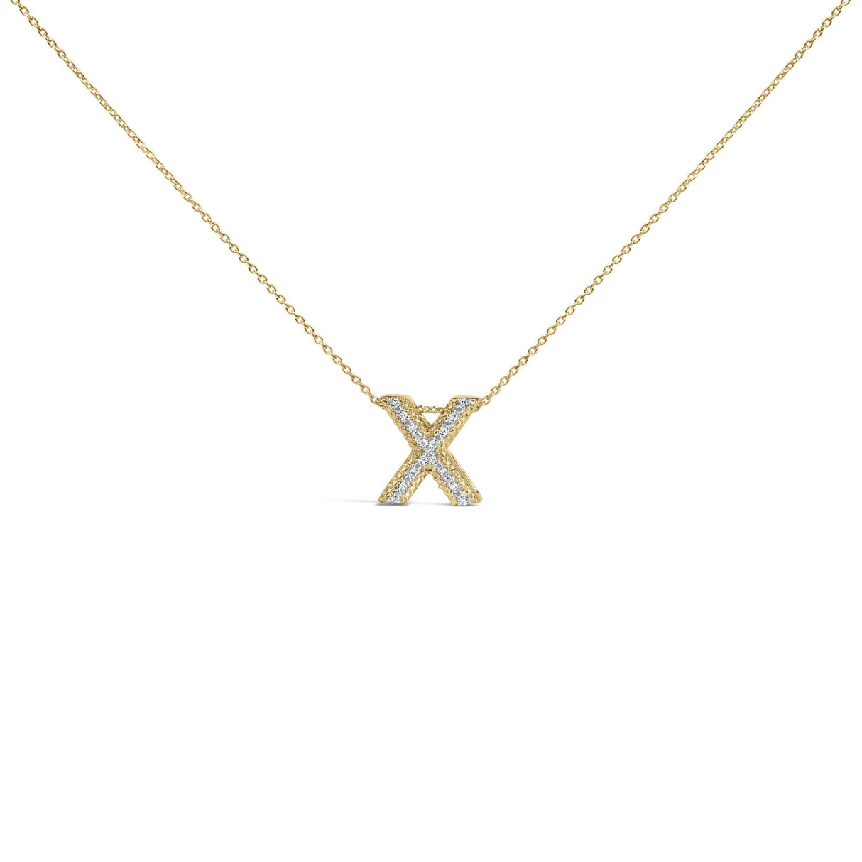 Yellow Gold Vermeil Diamond Accent "A-Z" Initial Bubble Pendant Necklace