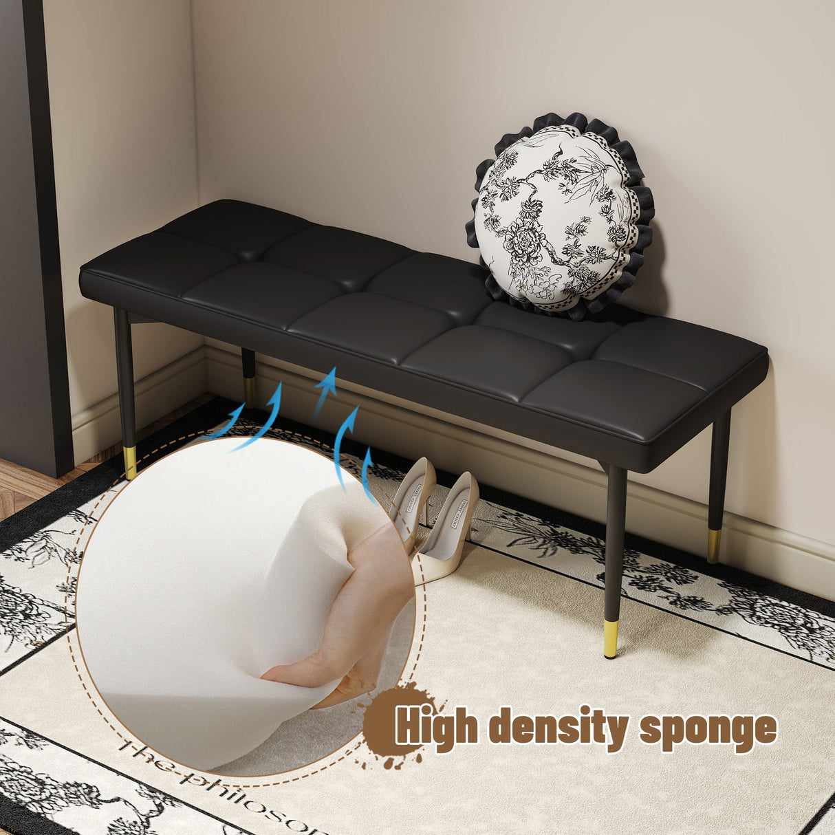 Multifunctional Black Shoe Bench