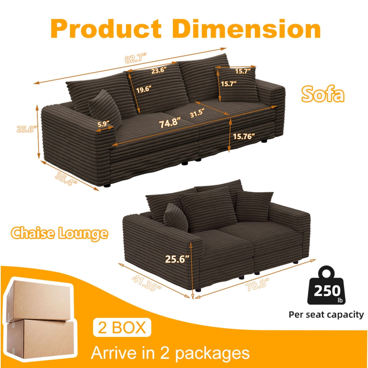 4 Seat Sofa, Modern Comfy Upholstered Sofa Cloud Couch, Deep Seat Couches With Soft Pillows