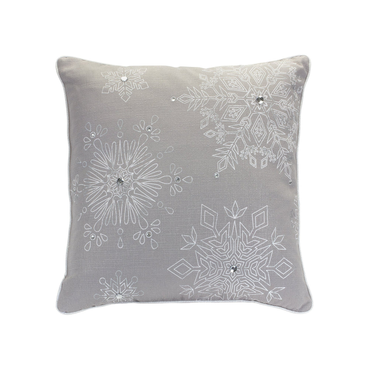 Grey Embroidered Snowflake Pillow (Set of 2)