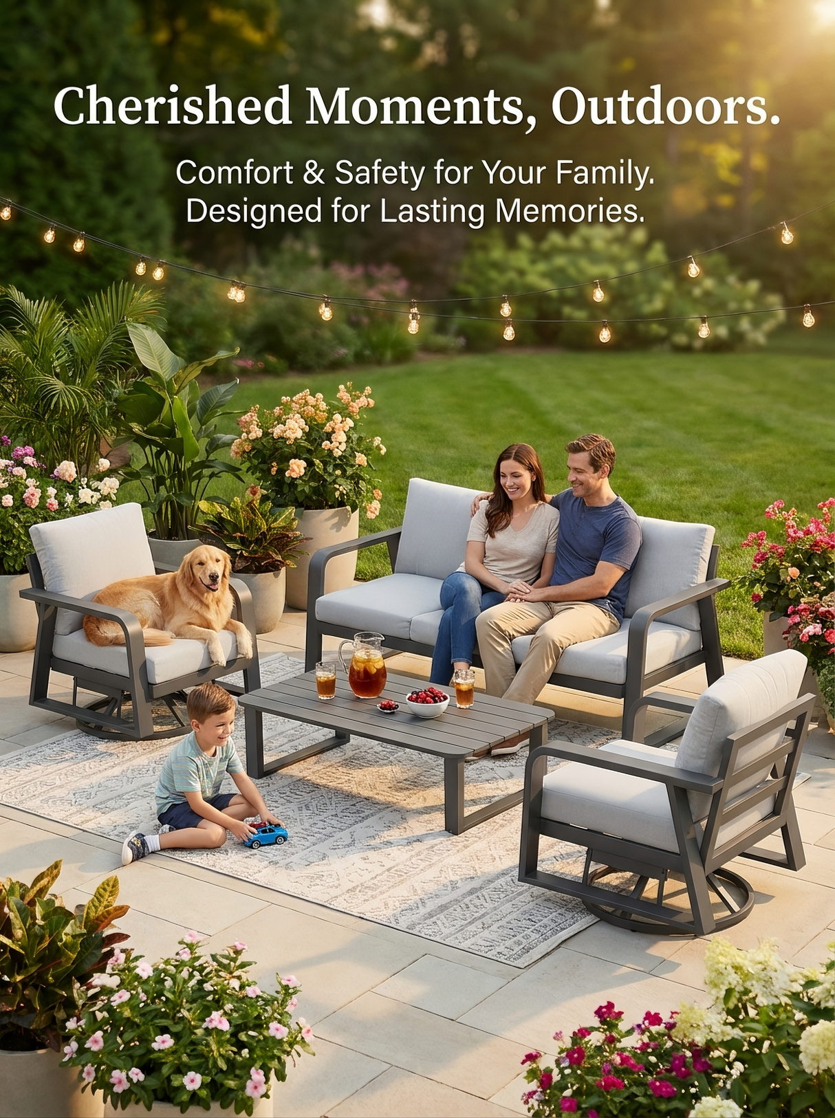 FR One Three-Seater Sofa + Two Swivel Chairs + One Coffee Table