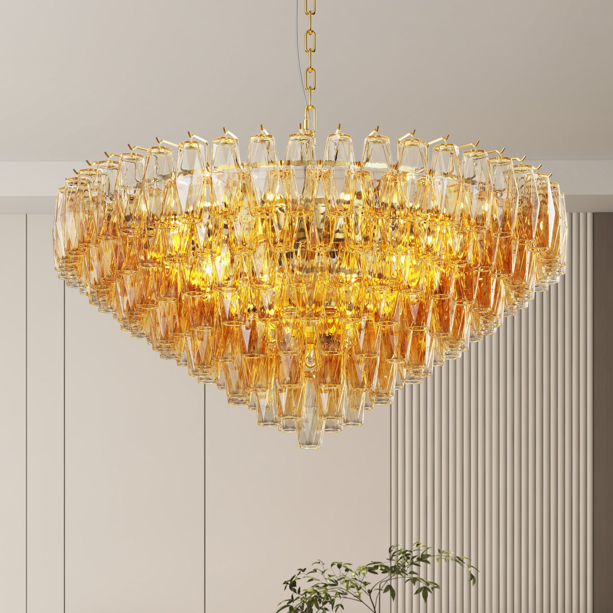 37" Extra Large 14-Light Gold Modern Round Chandelier