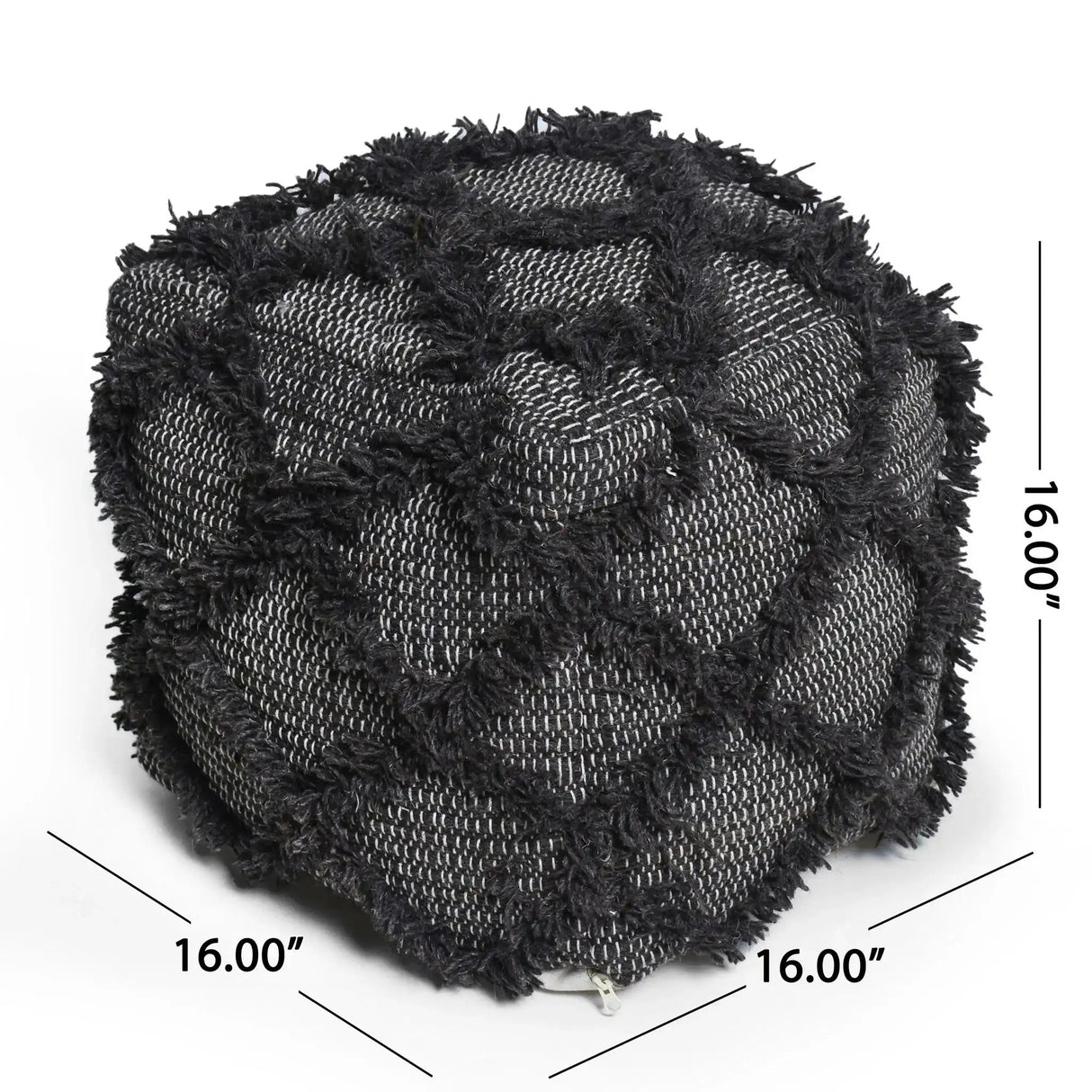 Jumanji Handcrafted Wool and Cotton Pouf - Brown