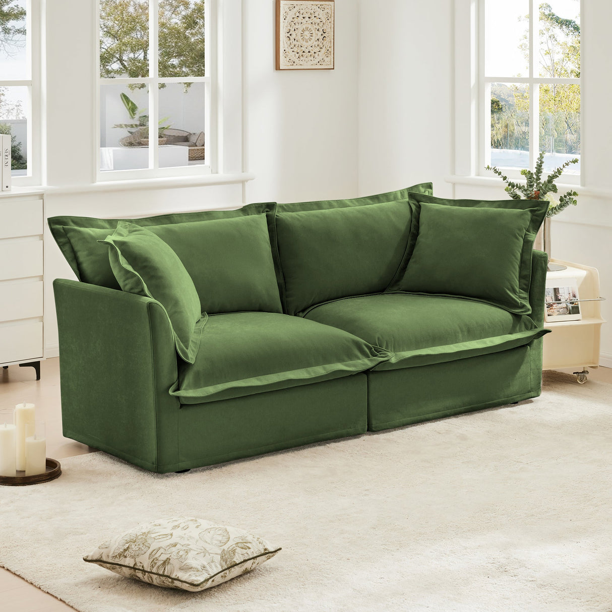 Modern Slipcovered 2-Seat Sofa