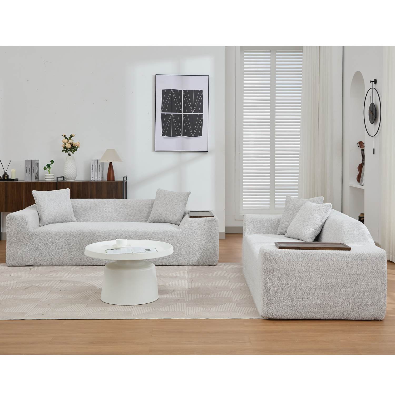 The Sophia Modern Bouclé Two-Piece Sofa Ensemble