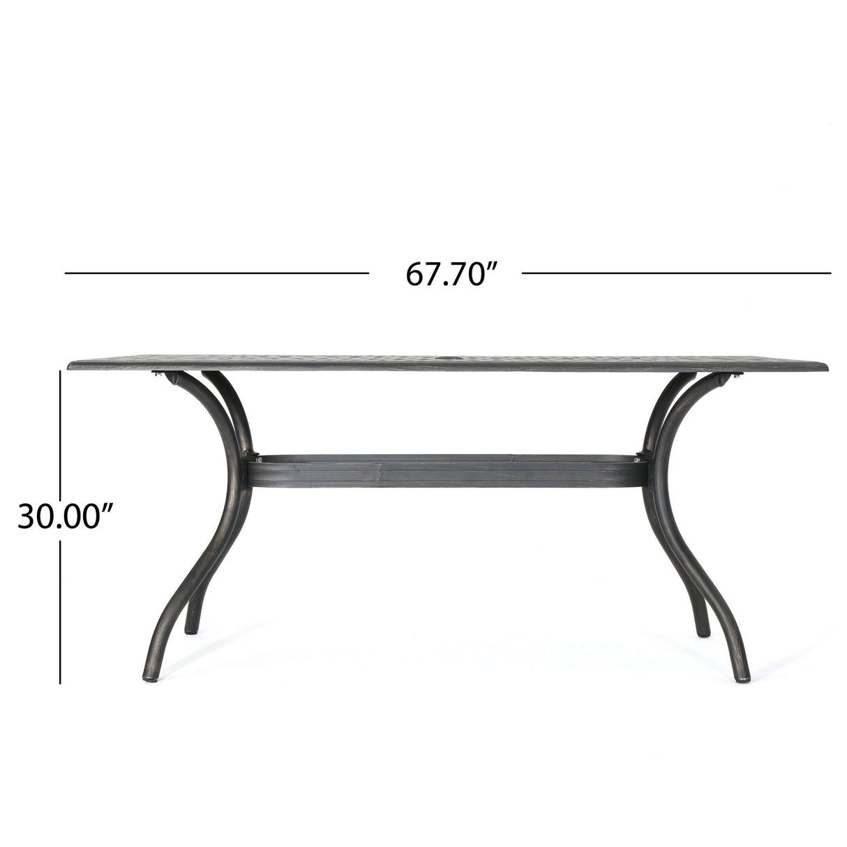 Enchantia - Outdoor Rectangular Dining Table With Weave Tabletop And Flared Legs - Copper