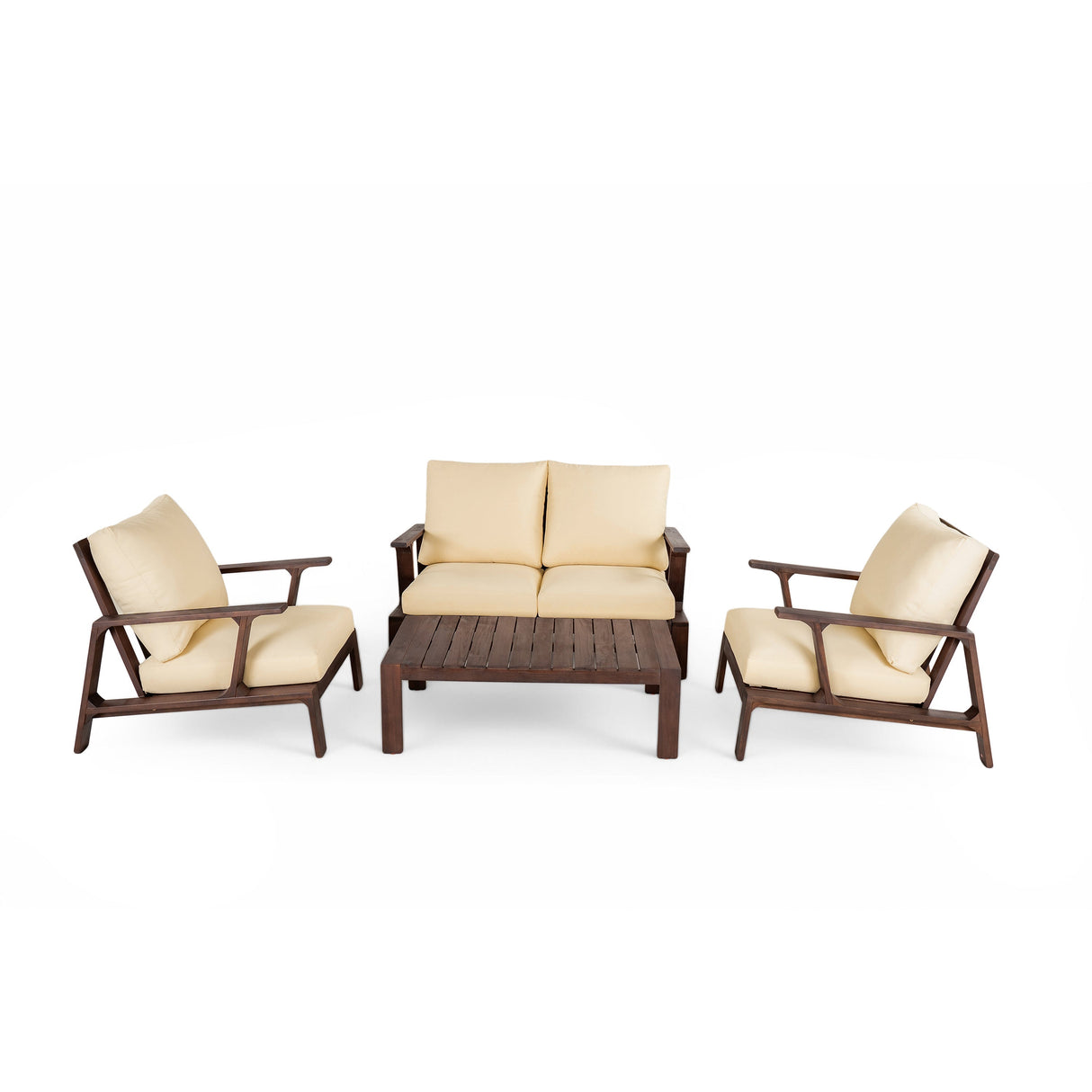 4-Piece Outdoor Sofa Set with Cushions and Coffee Table