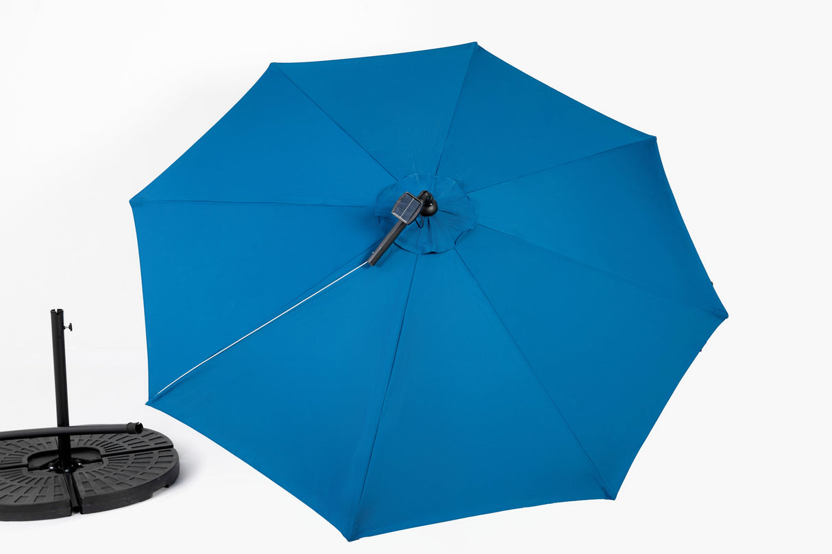 10ft Solar LED Offset Hanging Market Patio Umbrella (Dark Blue)