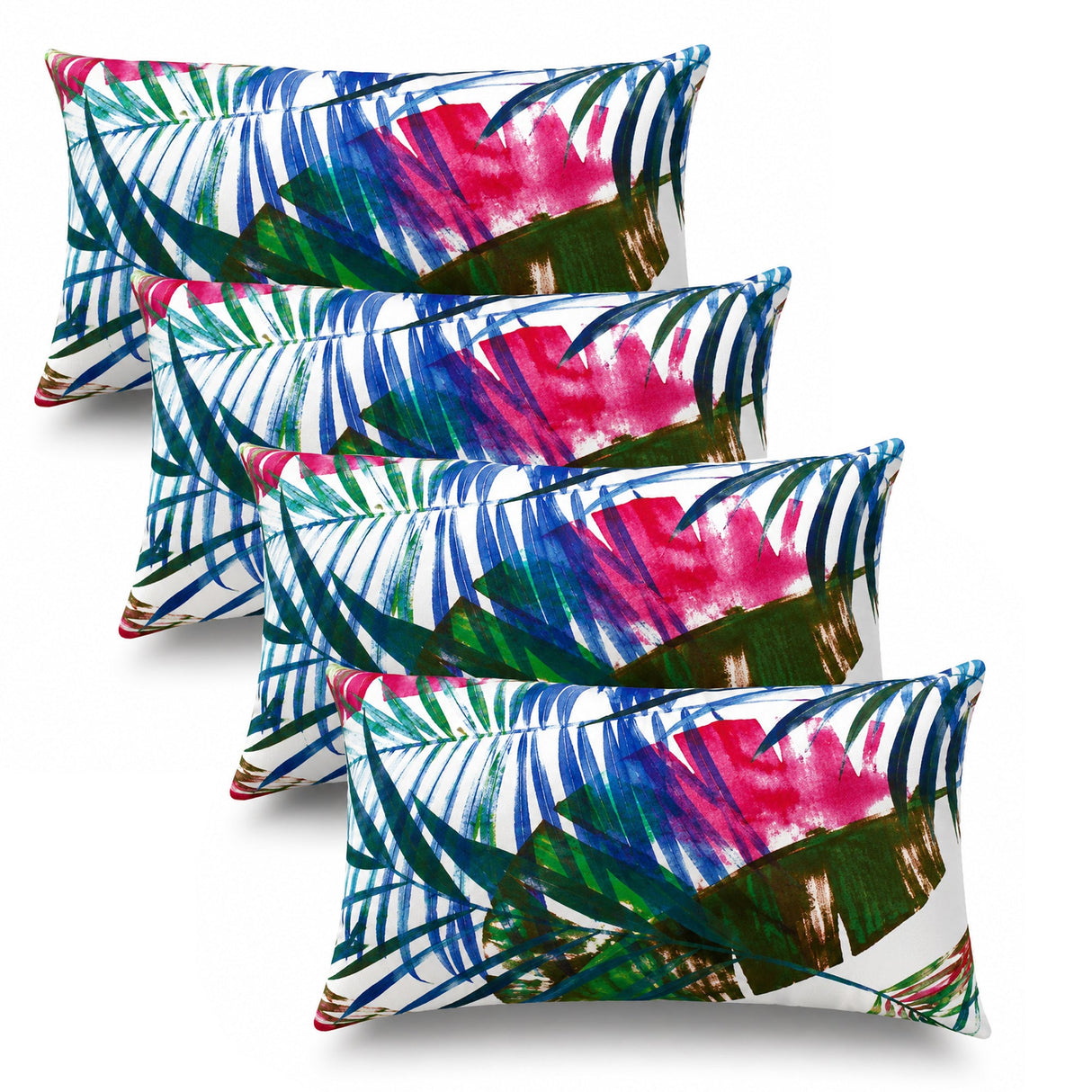 4 Pack Outdoor Lumbar Pillow with Inserts – Tropical Floral