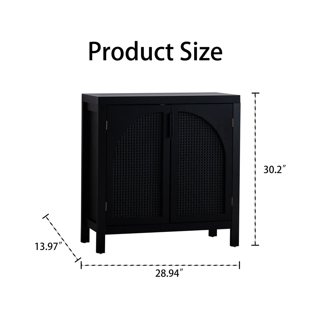 Black Accent Cabinet with 2 Doors - 29 Inch Narrow Credenza