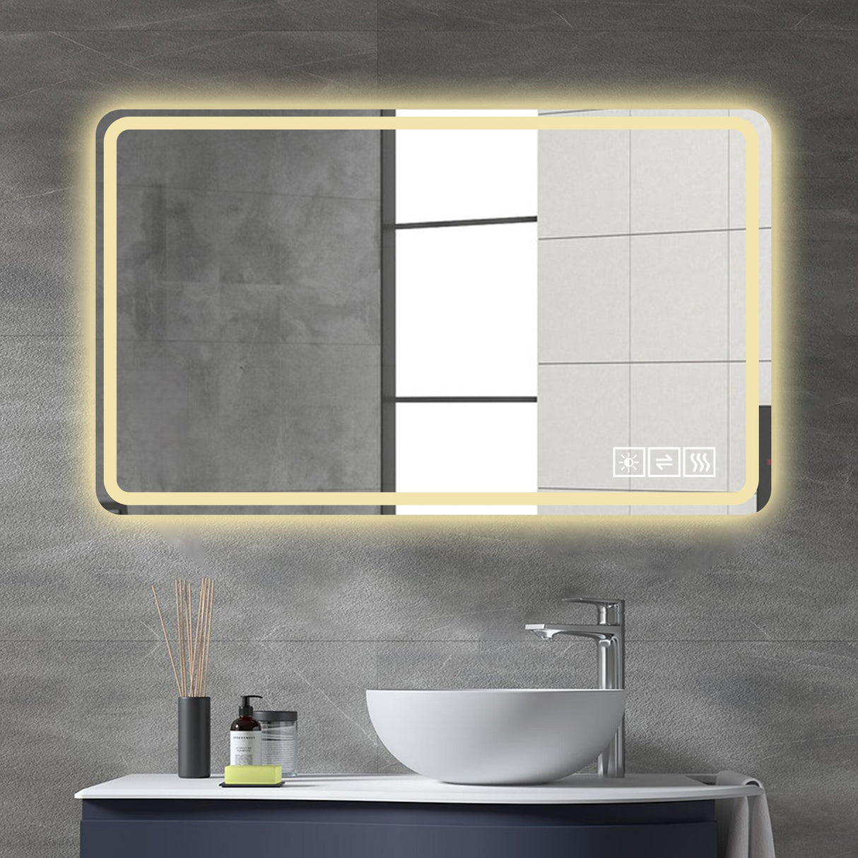 24X40 Inch LED Bathroom Mirror Vanity with Front Lights