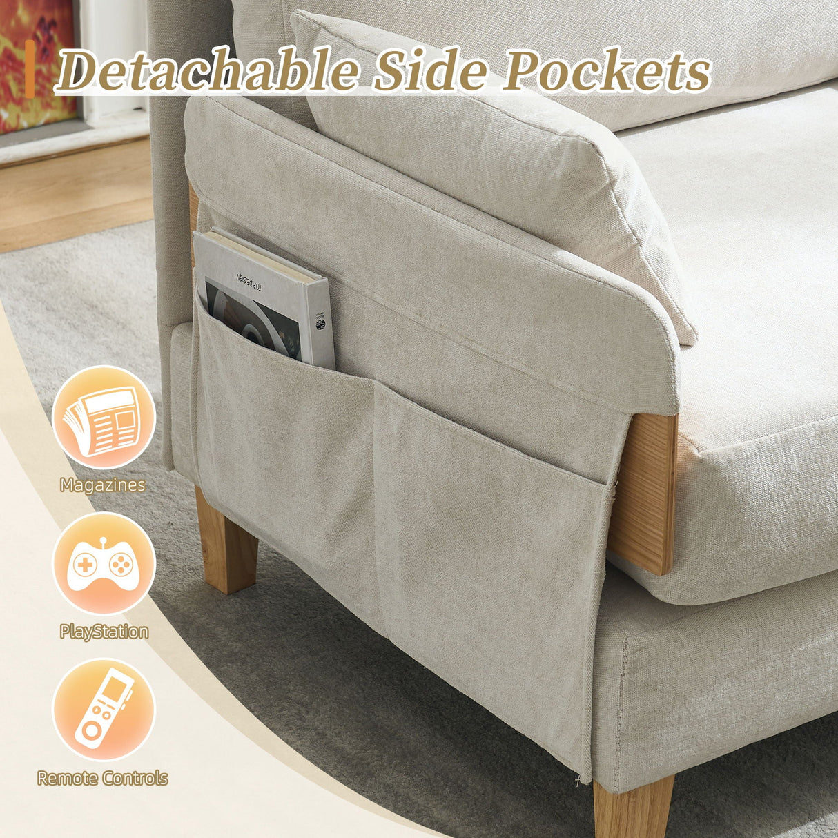 Mid Century Modern Foldable Sofa Bed, 3 In 1 Convertible Sleeper With 3 Pillows