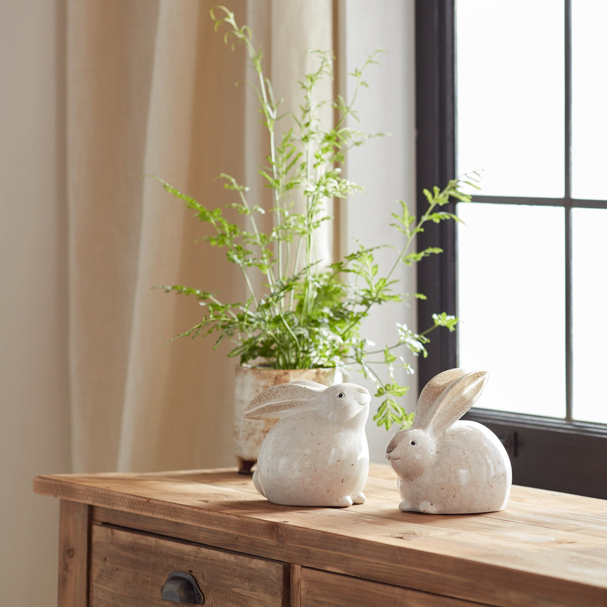 Rustic terra cotta bunny figurine (set of 4)