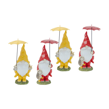 Garden-gnome-with-umbrella-and-woodland-animals-(set-of-4)-Garden-Decor