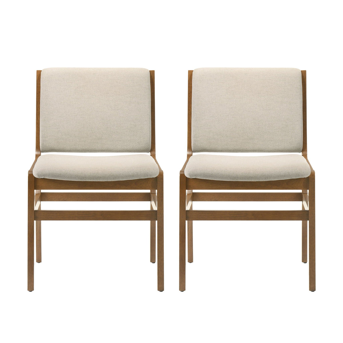 Contemporary Dining Chair Set Upholstered Fabric With Rubberwood Frame