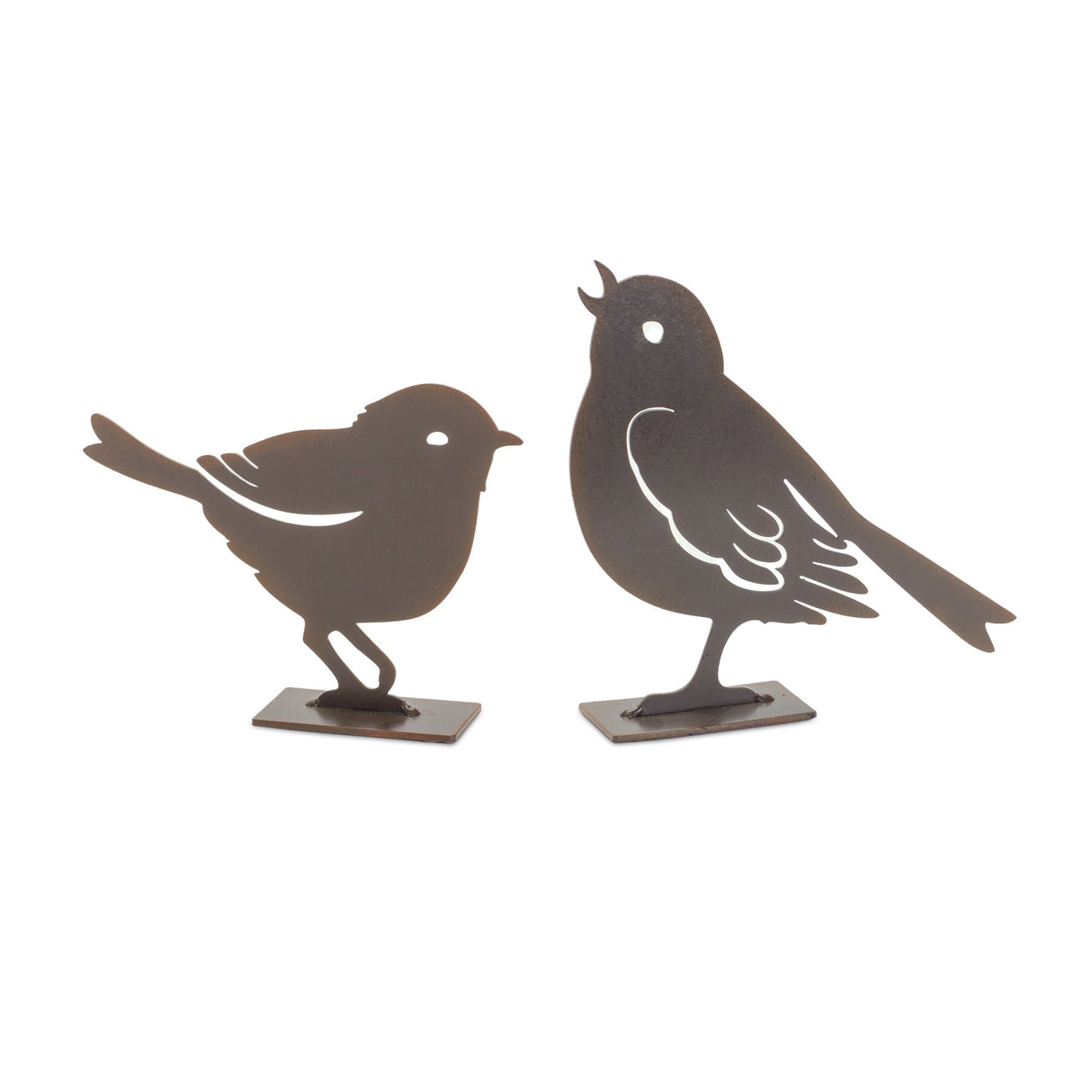Metal cut out bird figurine (set of 2)