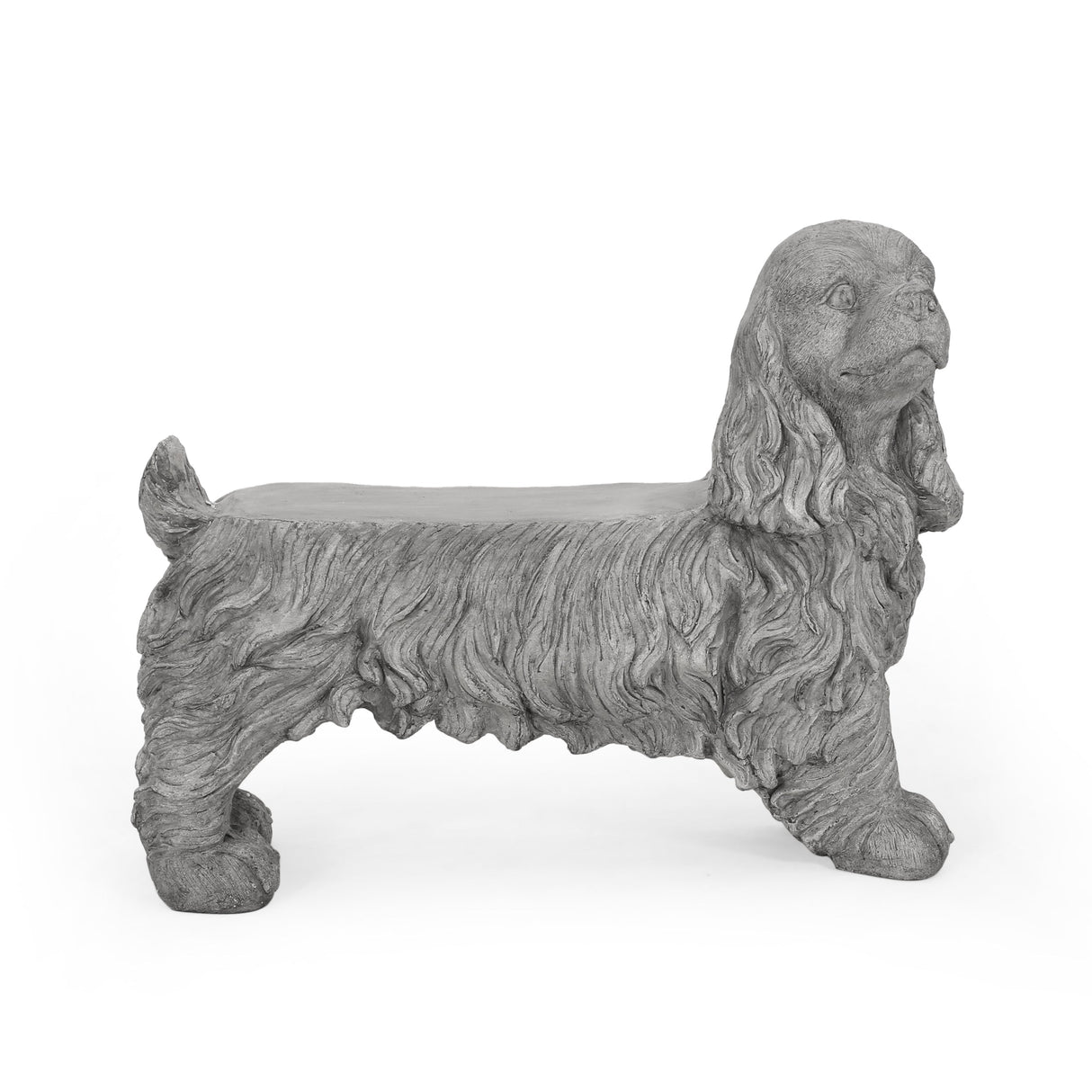 Charming Cocker Spaniel Dog Statue Bench Gray Magnesium Oxide 31.25'