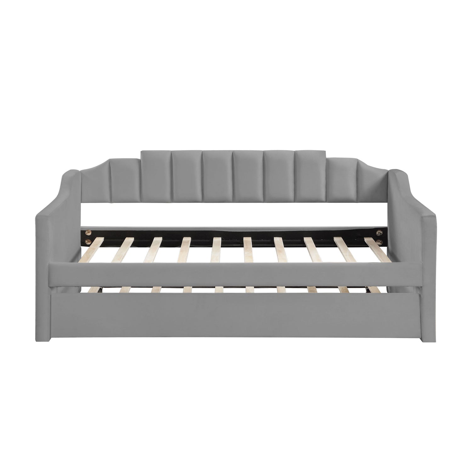 Velvet Daybed with Trundle Upholstered Tufted Sofa Bed, Twin Size, Grey