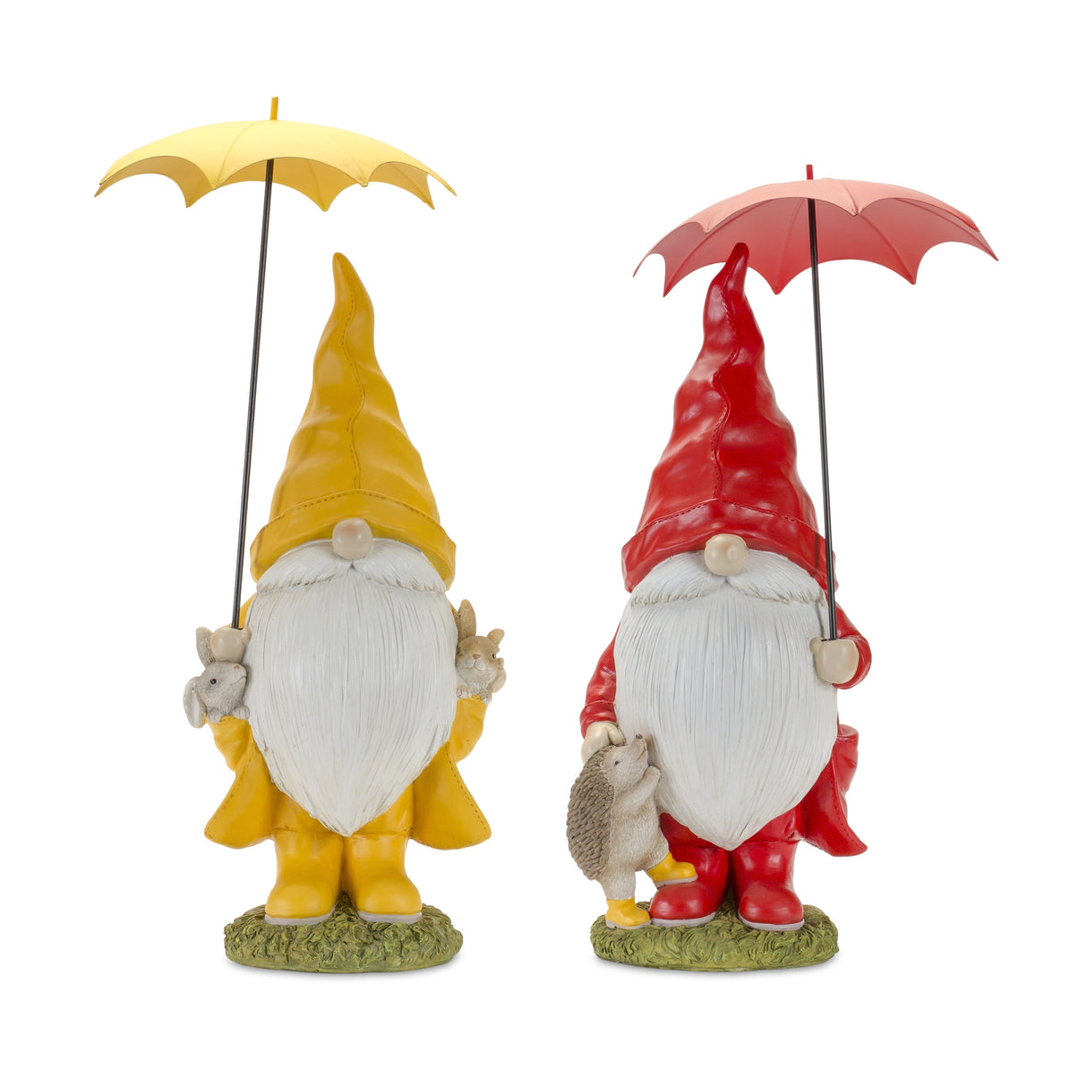 Garden-gnome-with-umbrella-and-woodland-animals-(set-of-2)-Garden-Decor