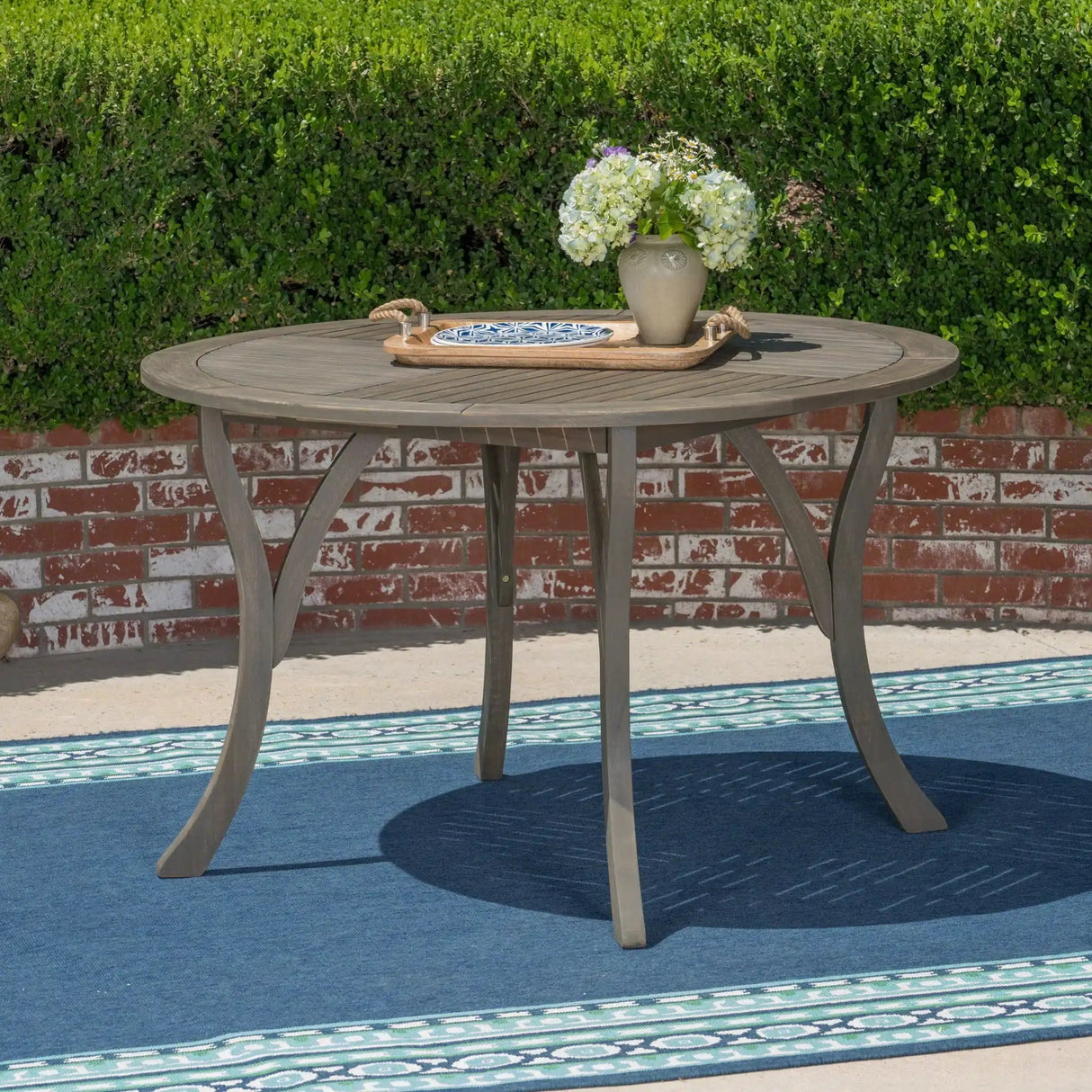 Hermosa Outdoor Acacia Wood Table Circular Design