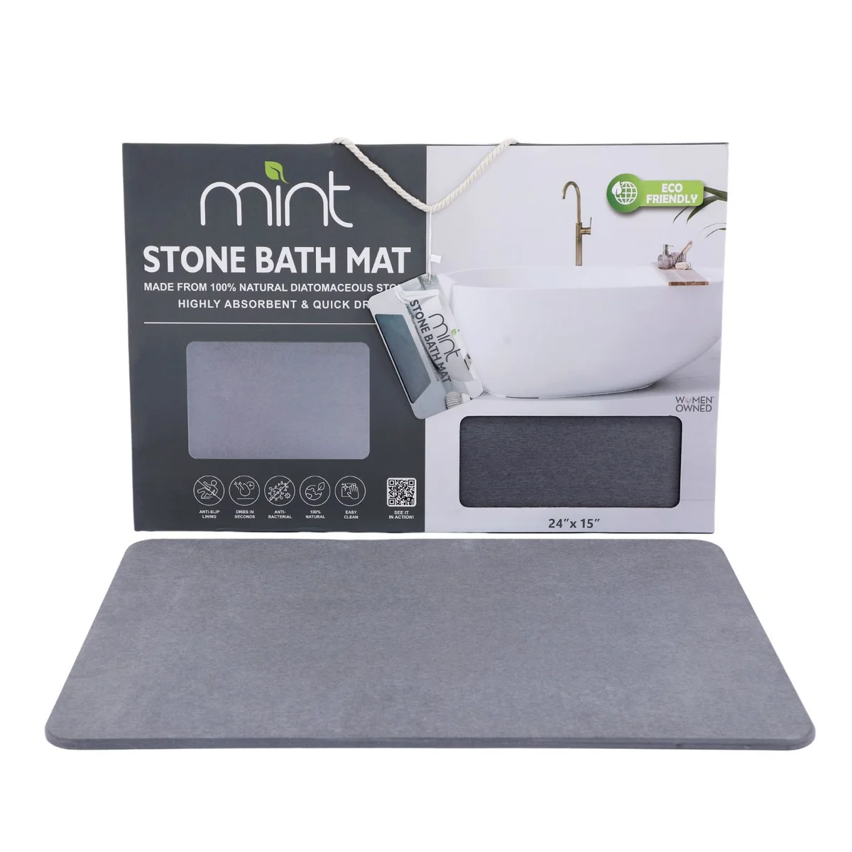 24'' x 15'' Diatomaceous Quick-Drying Stone Bath Mat