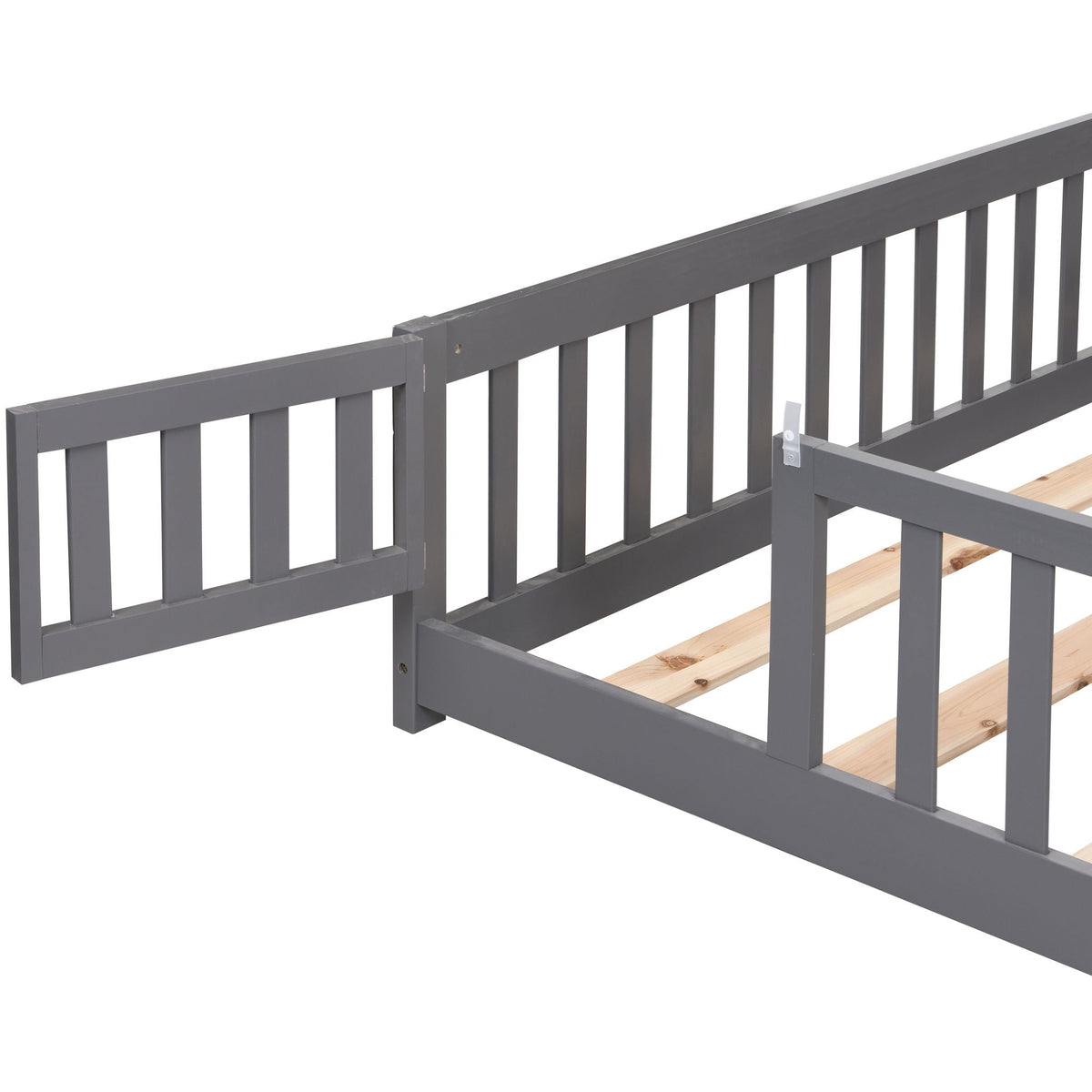 Solid Floor Bed With Door And Fence For Children