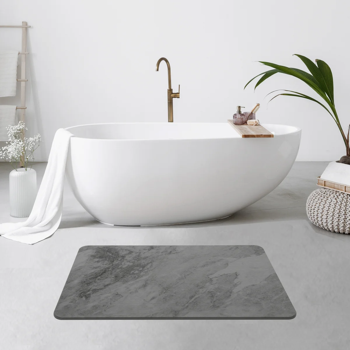 4 Colors! - 24" x 15" Diatomaceous Quick-Drying Stone Bath Mat