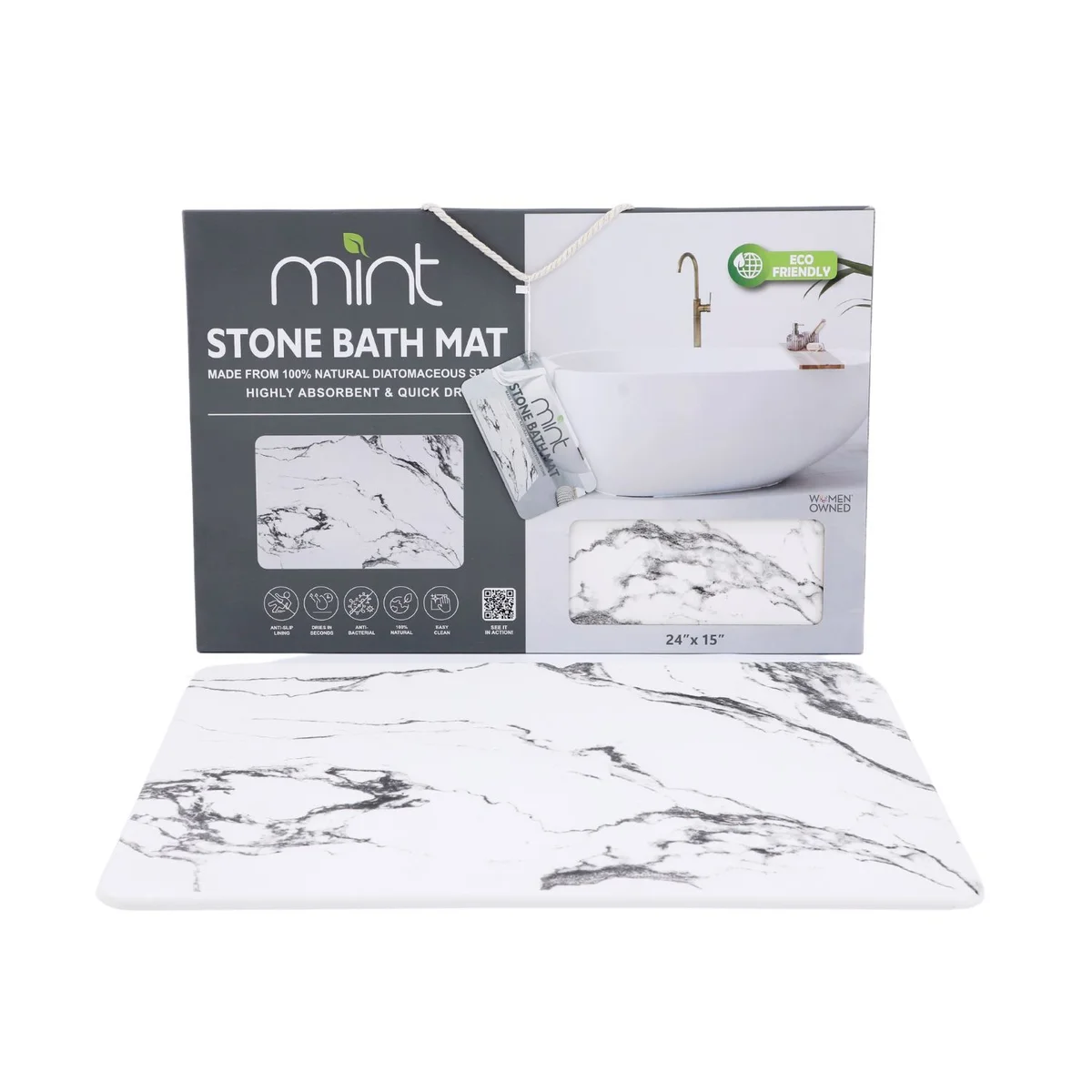 4 Colors! - 24" x 15" Diatomaceous Quick-Drying Stone Bath Mat