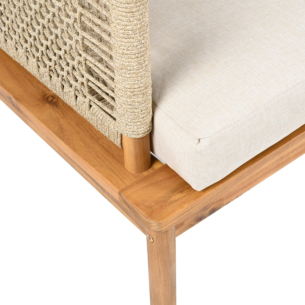 Outdoor 4-piece Acacia Wood and Rope Patio Sofa Set